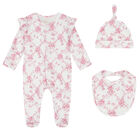 Baby Girls White & Pink Floral & Butterflies Babygrow Set, 1, hi-res